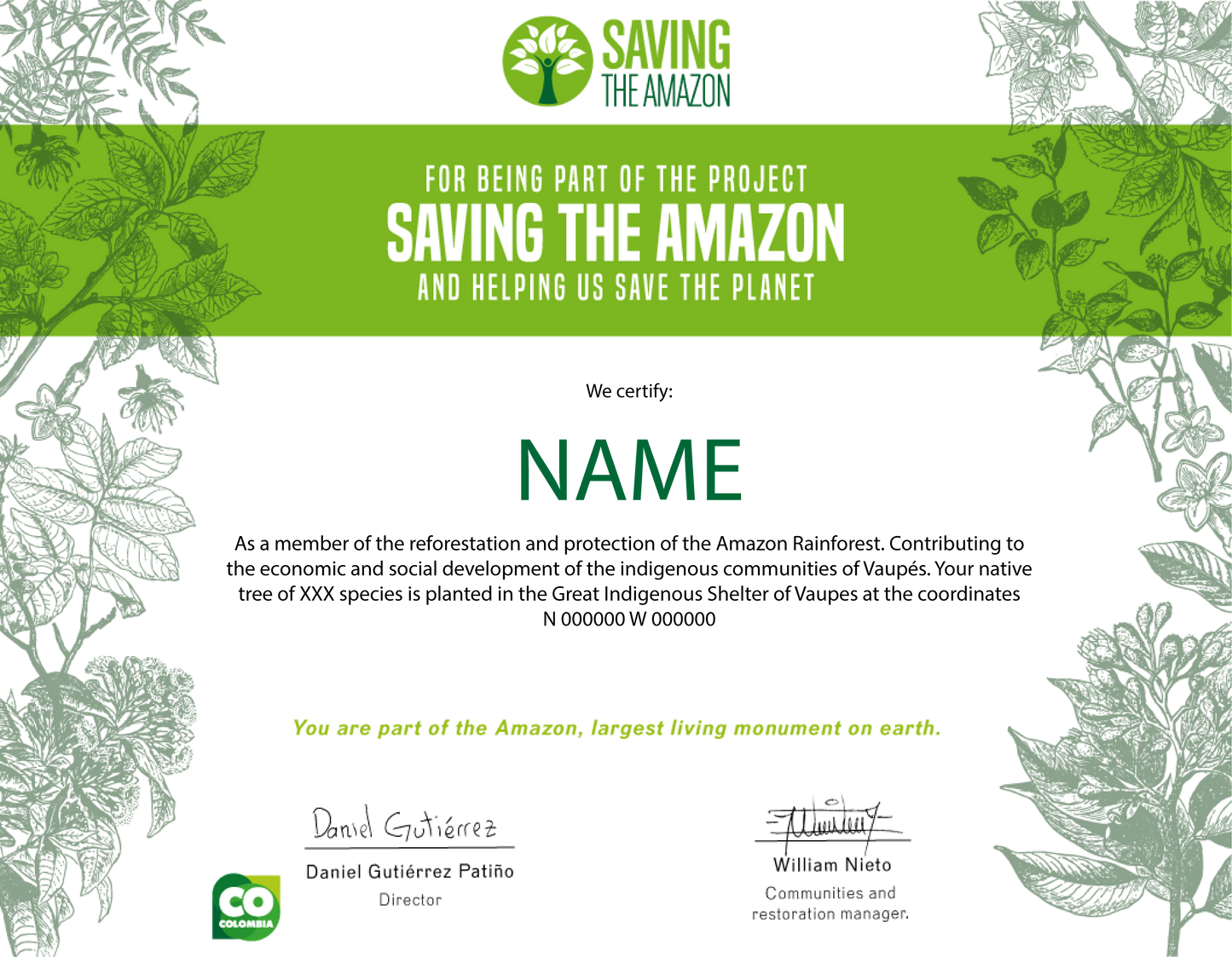 Hojas verdes para dar tus condolencias - Saving The Amazon